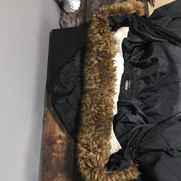 Black faux fur hooded puffer coat - Picture 12 of 14